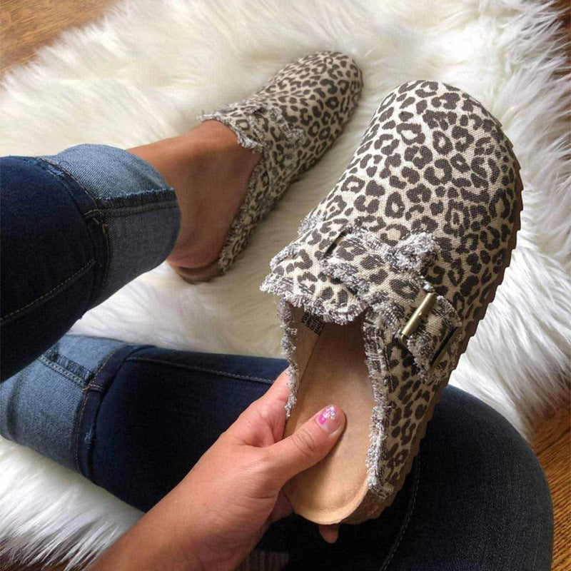 Leopard Print Baotou Slip-on Peas Shoes