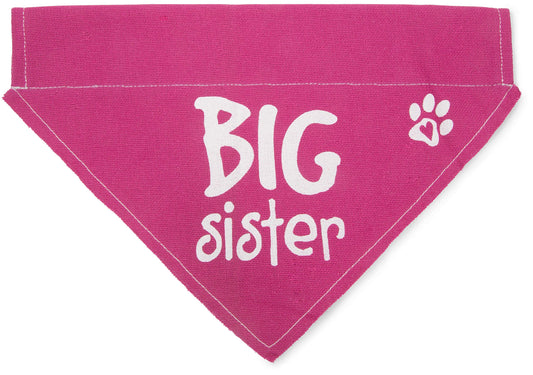 Pavilion Gift Company Big Sister Pink Paw Print Large Dog Slip on The Collar Bandanna