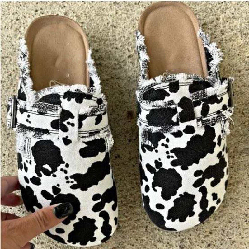 Leopard Print Baotou Slip-on Peas Shoes